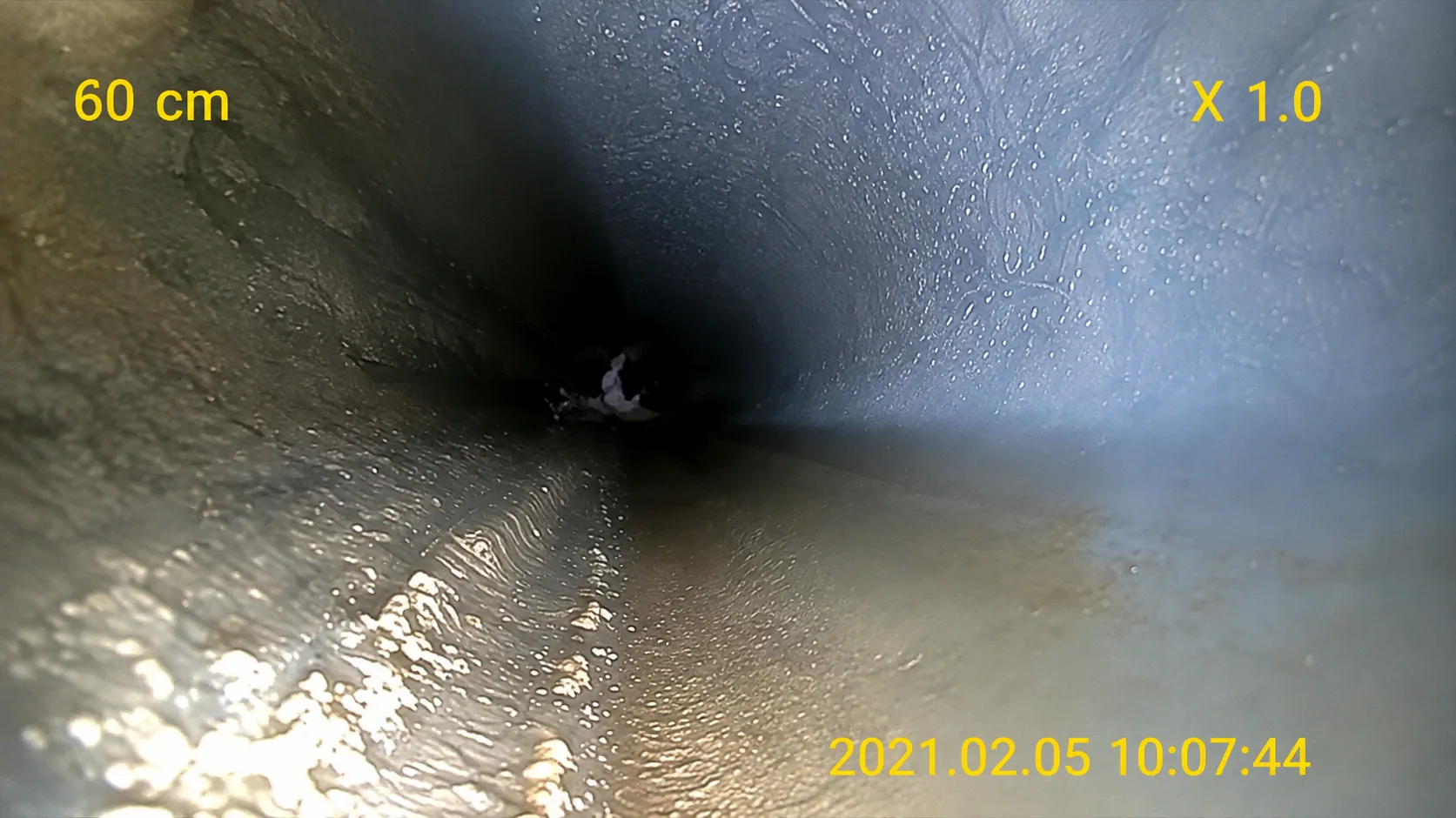 Pipe endoscope camera footage, February 5, 2021