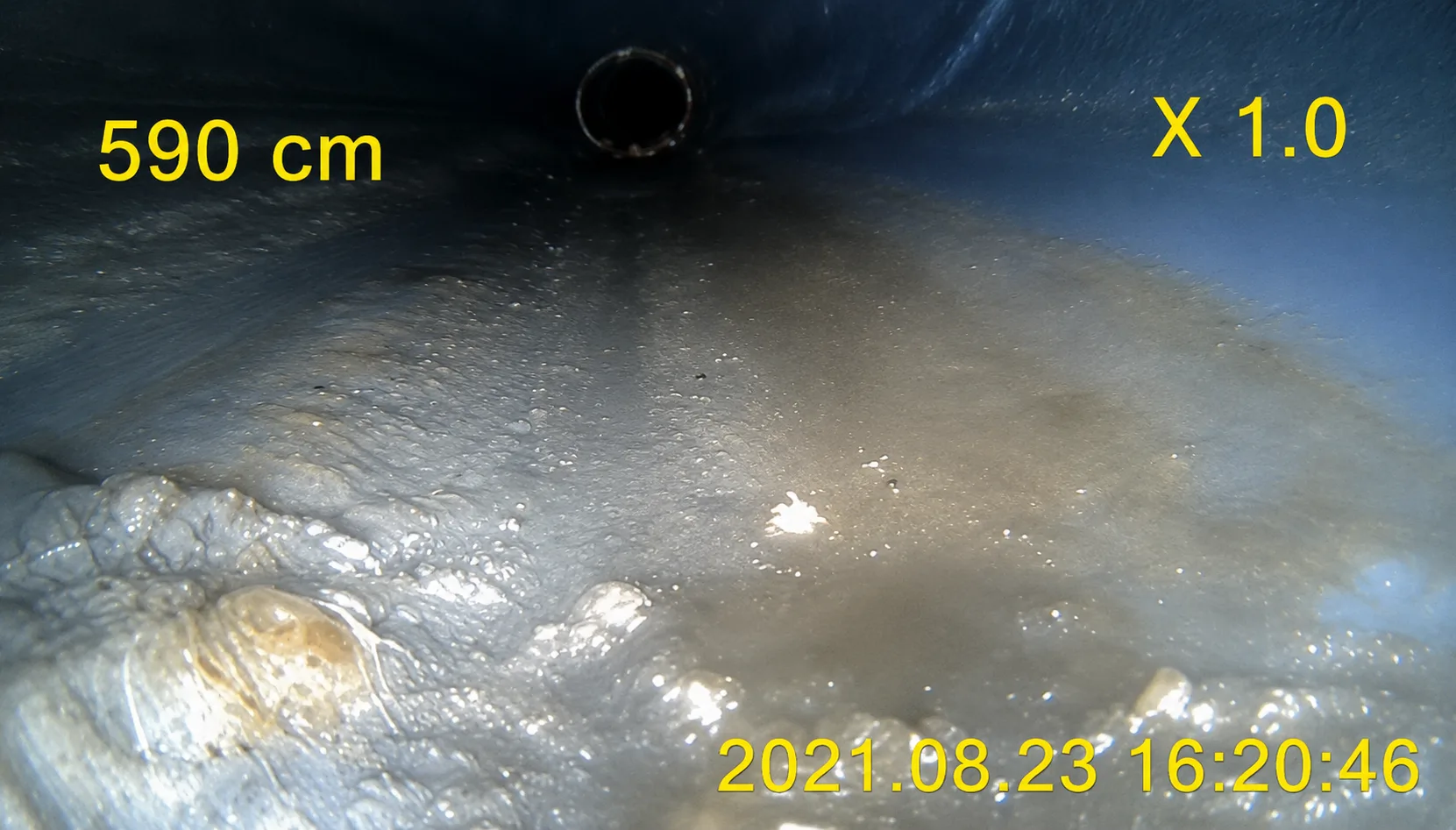 Pipe endoscope camera footage, August 23, 2021, 590cm point